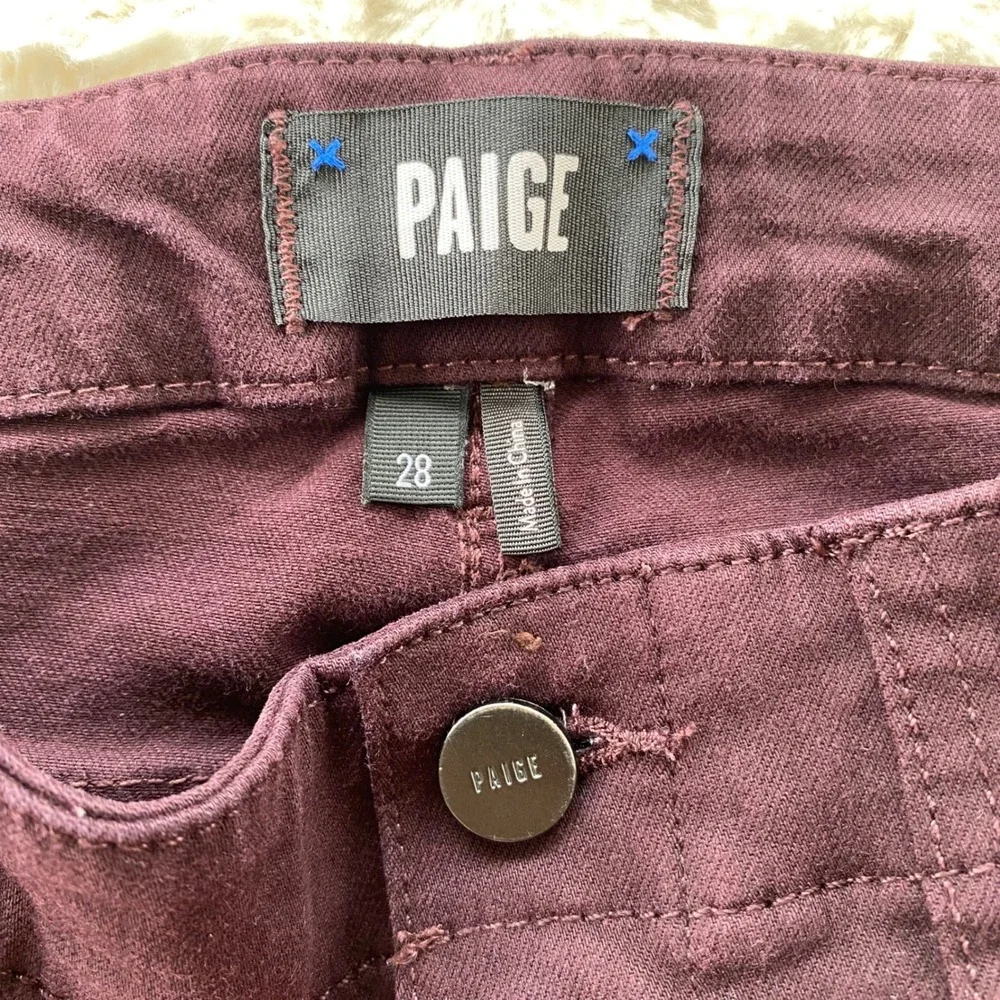 PAIGE Mayslie Jogger Pants Women 28 Maroon Utility Cargo Ankle Zip Stretch